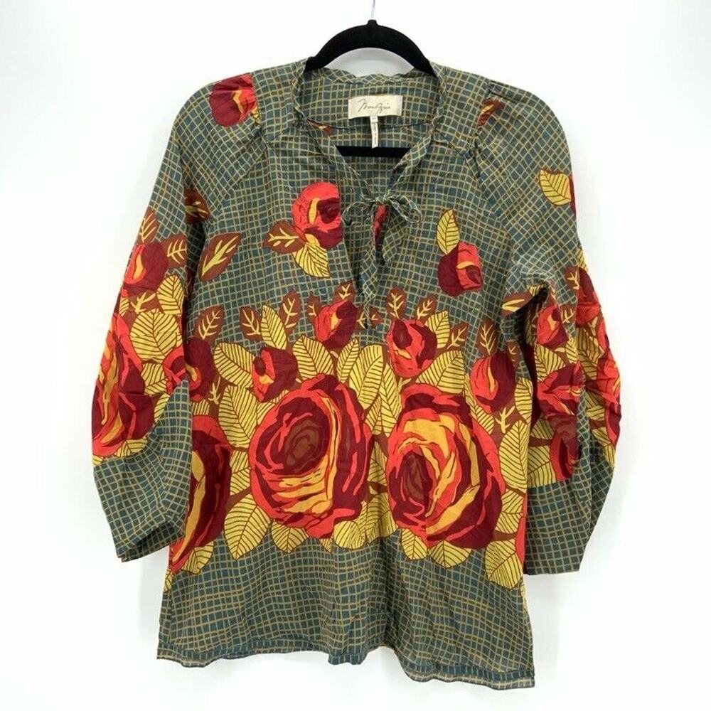 Max Azria Collection Tunic Floral Silk Blend Size XXS Boho Designer Resort Beach